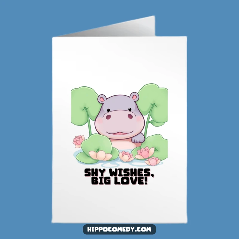 Free Printable Hippo Birthday Card: Shy Blush Downloadable Gift Peek