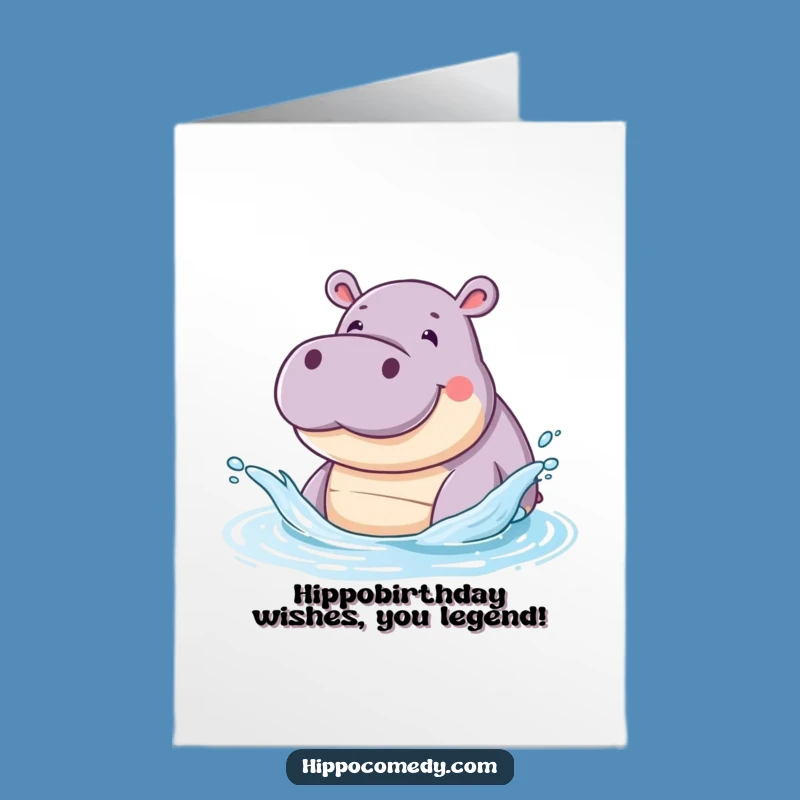 Free Printable Splashy Hippo Birthday Card: Funny Downloadable Gift for Hippo Lovers