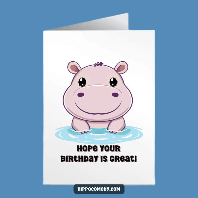 Free Printable Hippo Birthday Card - Peeking Cheerful, Downloadable Gift