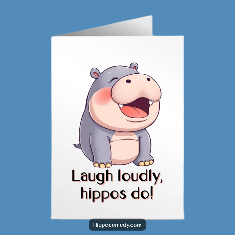 Free Printable Hippo Birthday Card: Silent Laugh Downloadable Gift for Fun