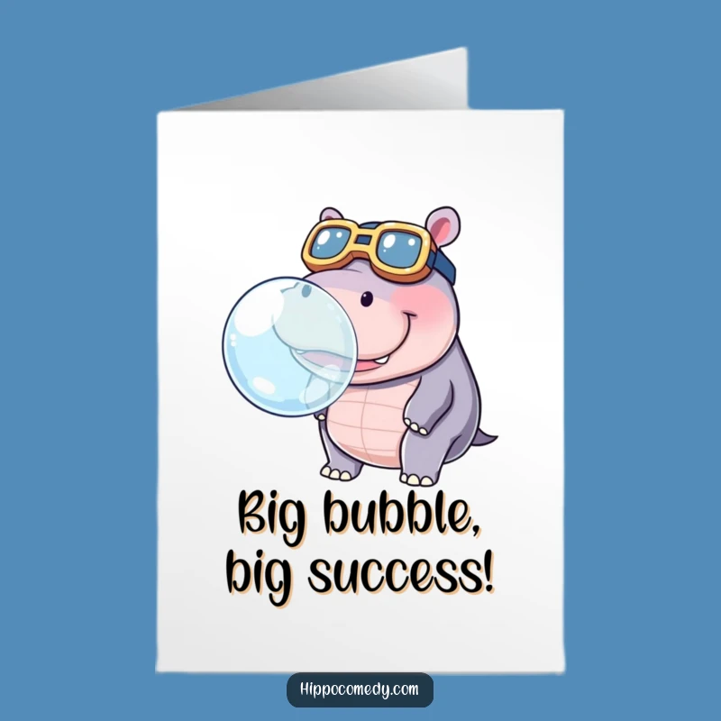 Free Printable Congrats Card: Hippo Bubble, Goggles, Big Success, Great DIY Gift!