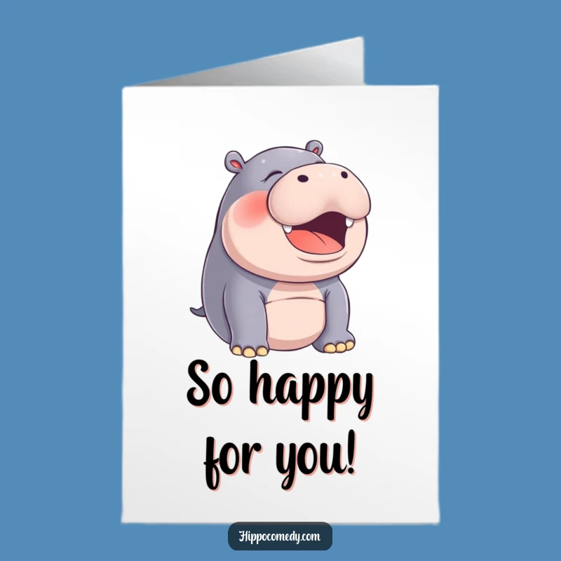 Free Printable Hippo Congrats Card: Silent Laugh Downloadable Celebration