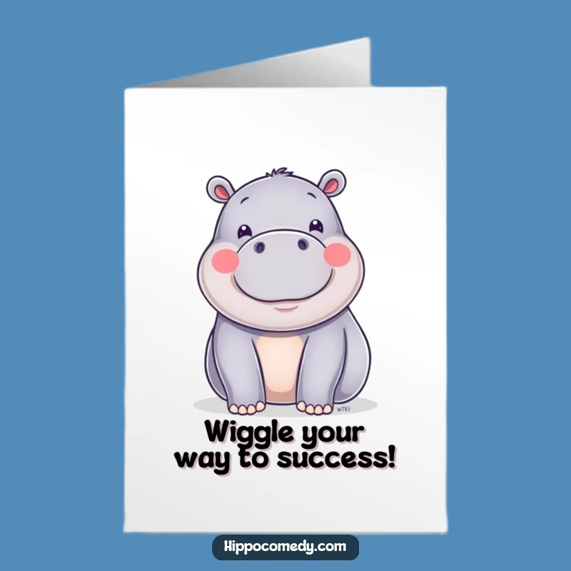 Free Printable Congrats Card: Wiggling Hippo Celebration, Humorous Downloadable Gift for Big Wins