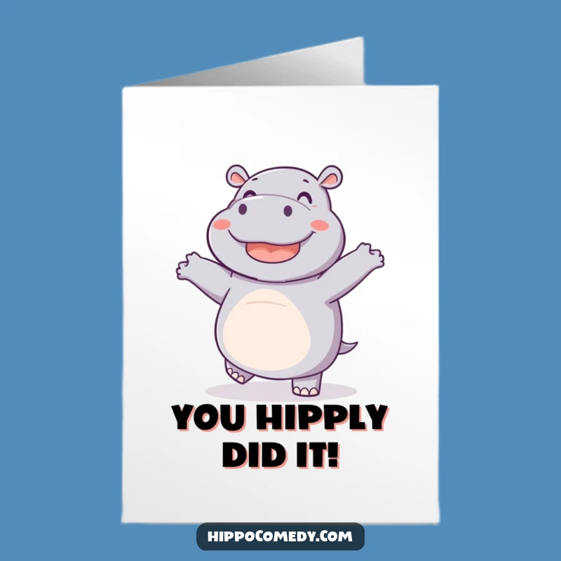 Free Printable Congrats Card: Dancing Hippo - Hilarious Downloadable Gift