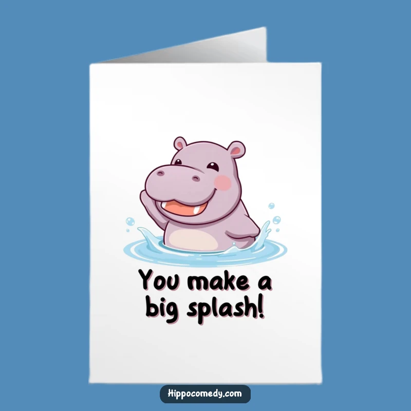 Free Printable Congrats Card: Happy Hippo Splash Grin Downloadable Gift