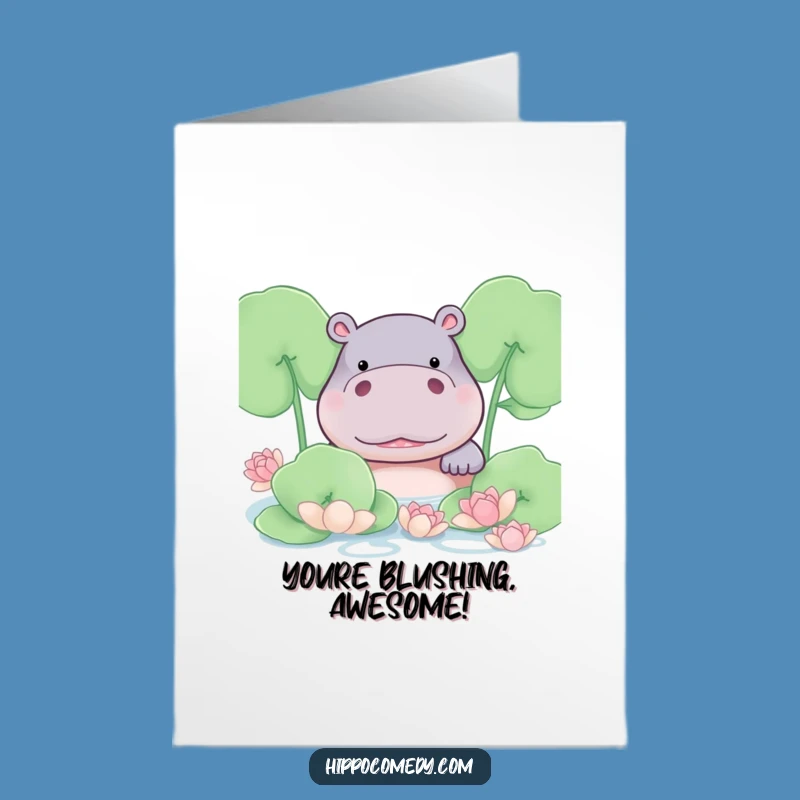 Free Printable Hippo Congrats Card: Shy Blush Downloadable Celebration