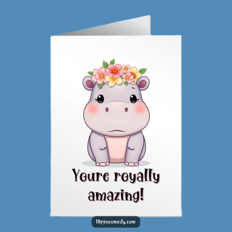 Free Printable Hippo Congrats Card: Delicate Flower Crown Downloadable Celebration