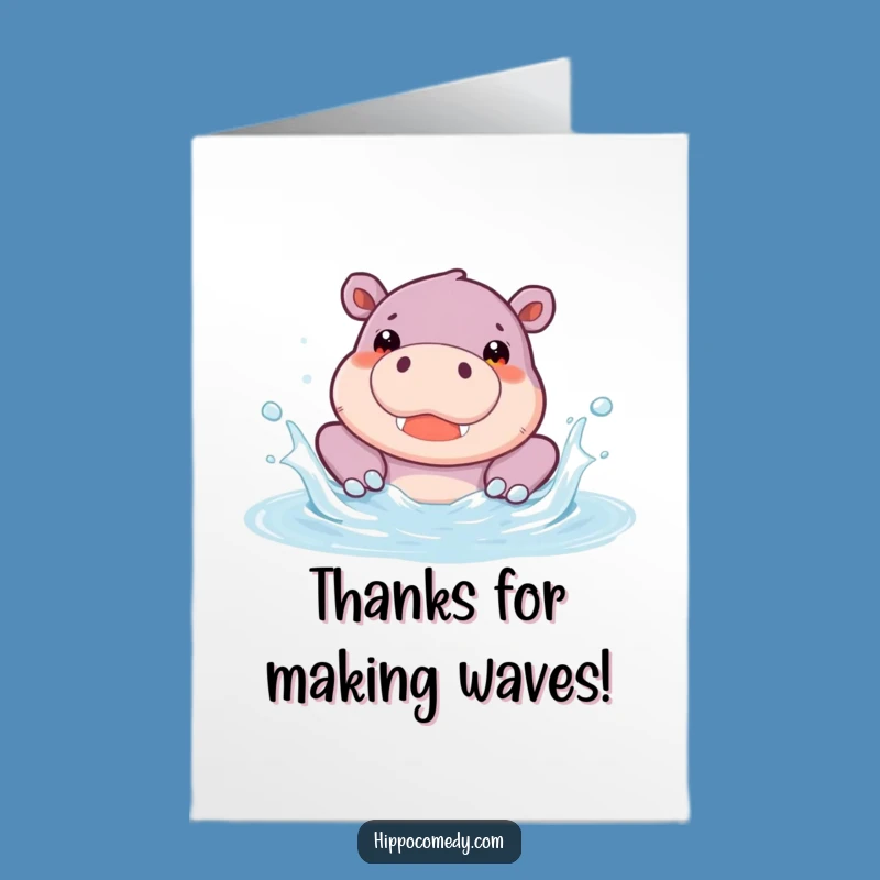 Free Printable Thank You Card: Happy Hippo Pool Splash Thanks Funny Downloadable Gift