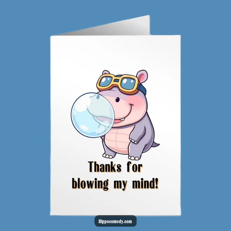 Free Printable Thank You Card: Hippo Bubble, Goggles, Fun Thanks, Sweet DIY Gift!