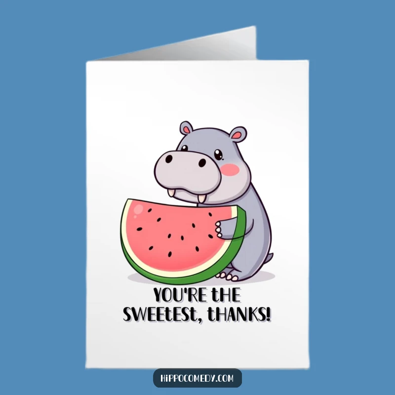 Free Printable Thank You Card: Kawaii Hippo Thanks You Sweetly!
