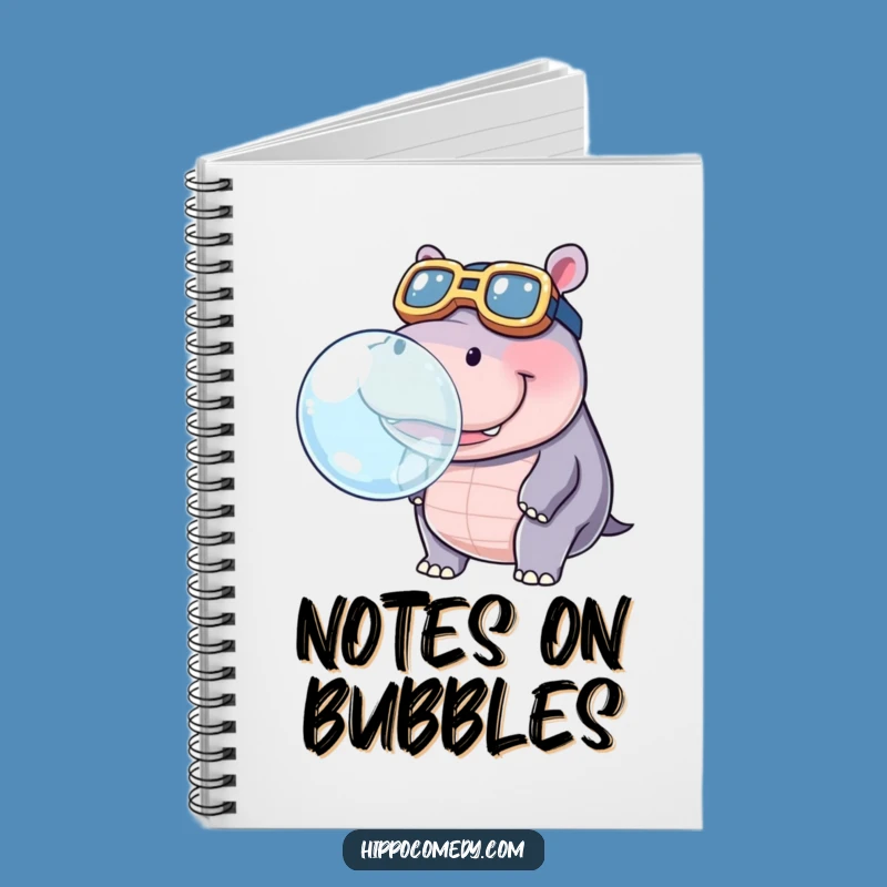 Capture your thoughts with a pop in this funny notebook! A hippo blowing bubbles makes note-taking a delightful experience.