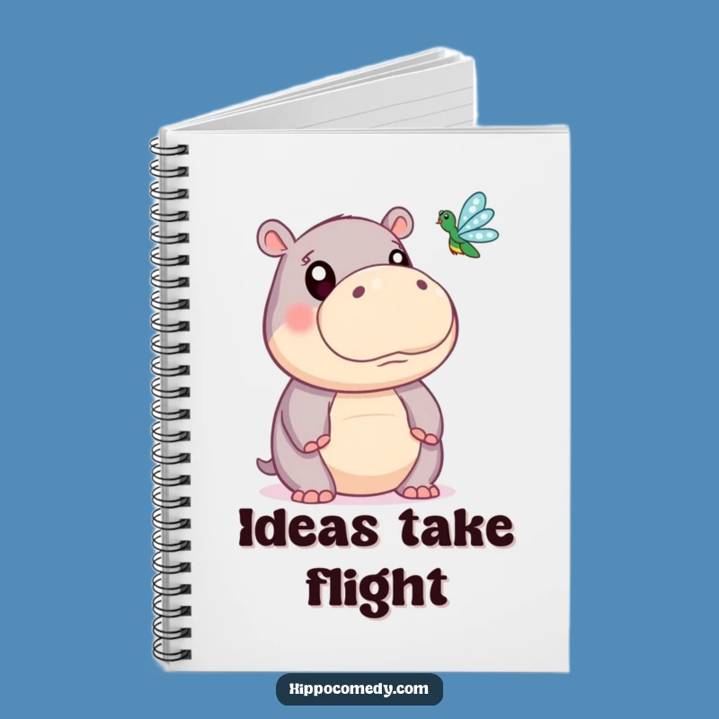 Funny Hippo Notebook: Cute Wide-Eyed Hippo Dragonfly Journal for Notes
