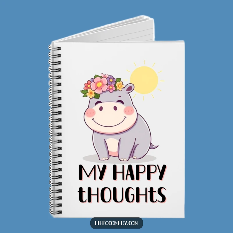 Funny Kawaii Hippo Flower Crown Notebook: Jot Down Sunny Thoughts