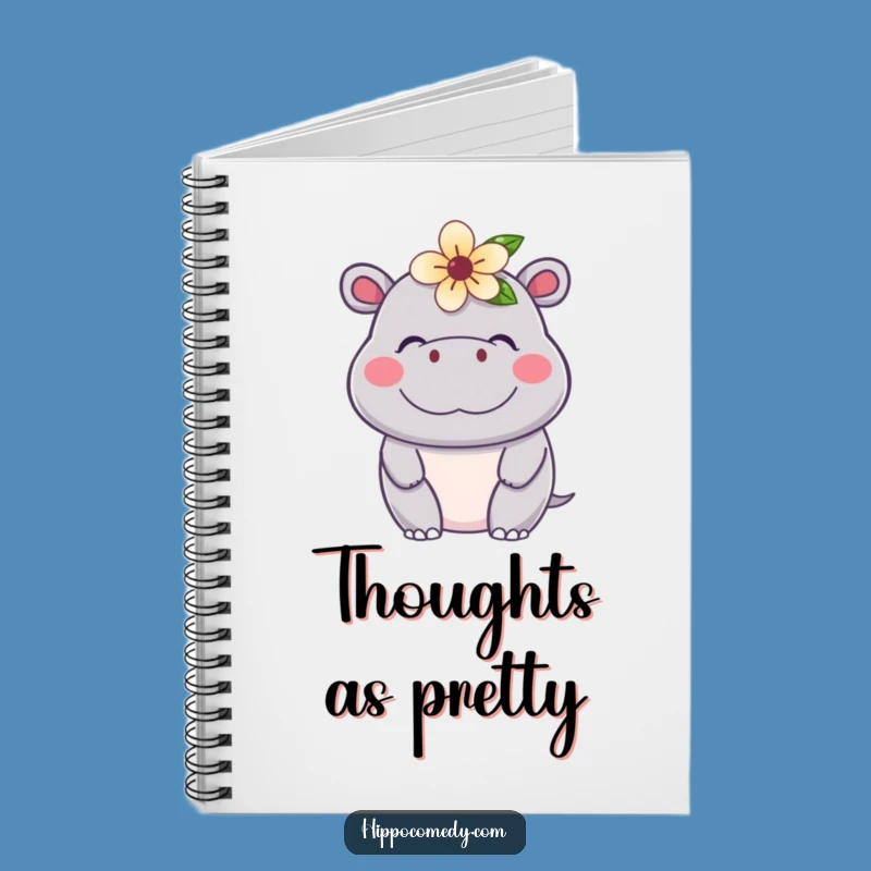 Funny Kawaii Hippo Notebook: Journal Your Thoughts with Contented Flower Hippo