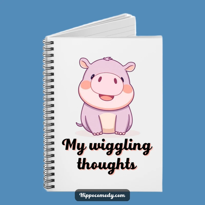 Funny Kawaii Hippo Wiggling Ears Notebook - Playful Animal Stationery Gift