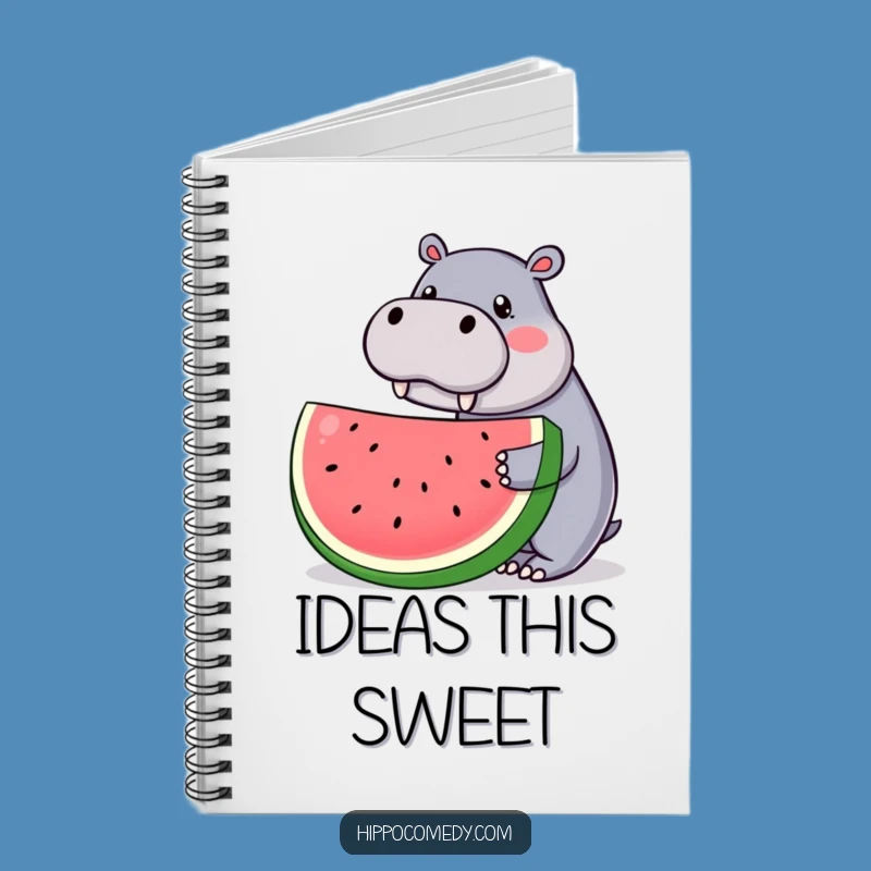 Funny Kawaii Hippo Notebook: Watermelon Notes, Cute Humorous Stationery
