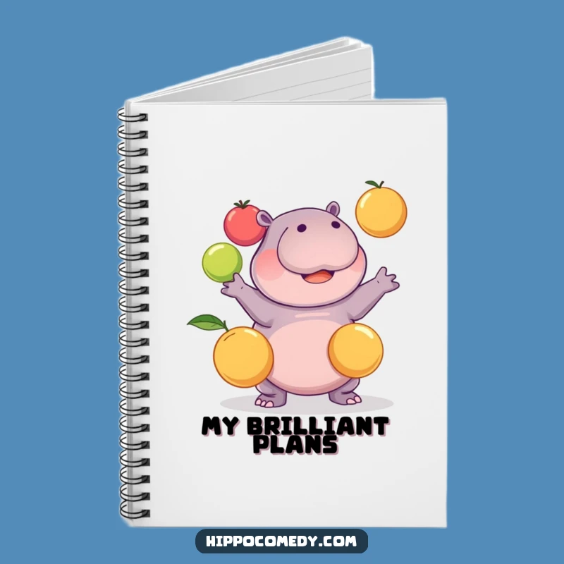 Funny Kawaii Hippo Juggling Fruits Notebook: Jot Down Ideas with Humor