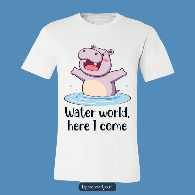 Funny Excited Hippo T-Shirt: Joyful Water Jump, Hilarious Animal Tee