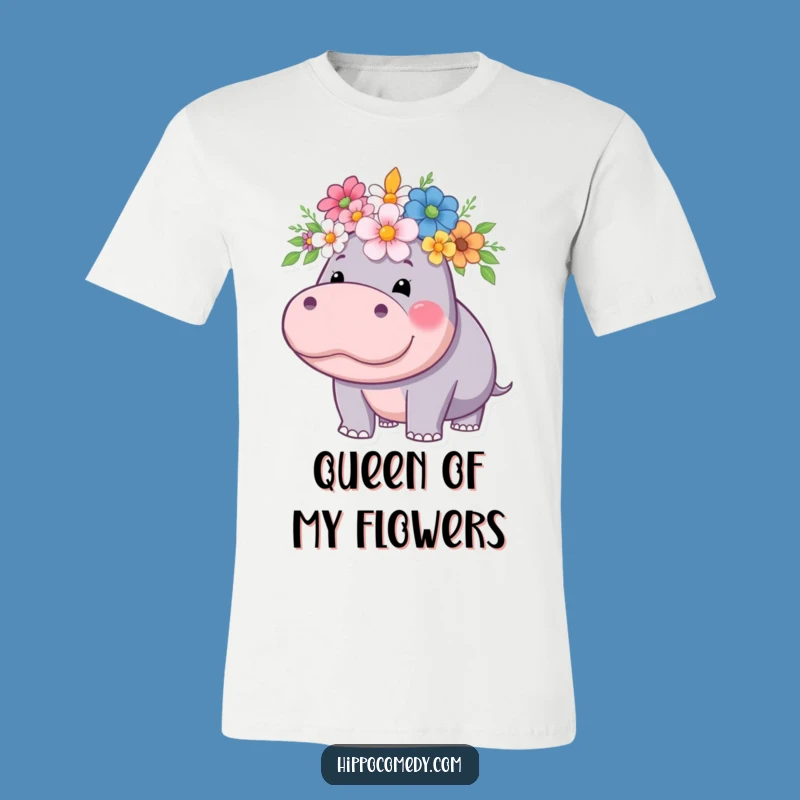 Funny Hippo Flower Crown T-Shirt - Wear Your Royal Bloom