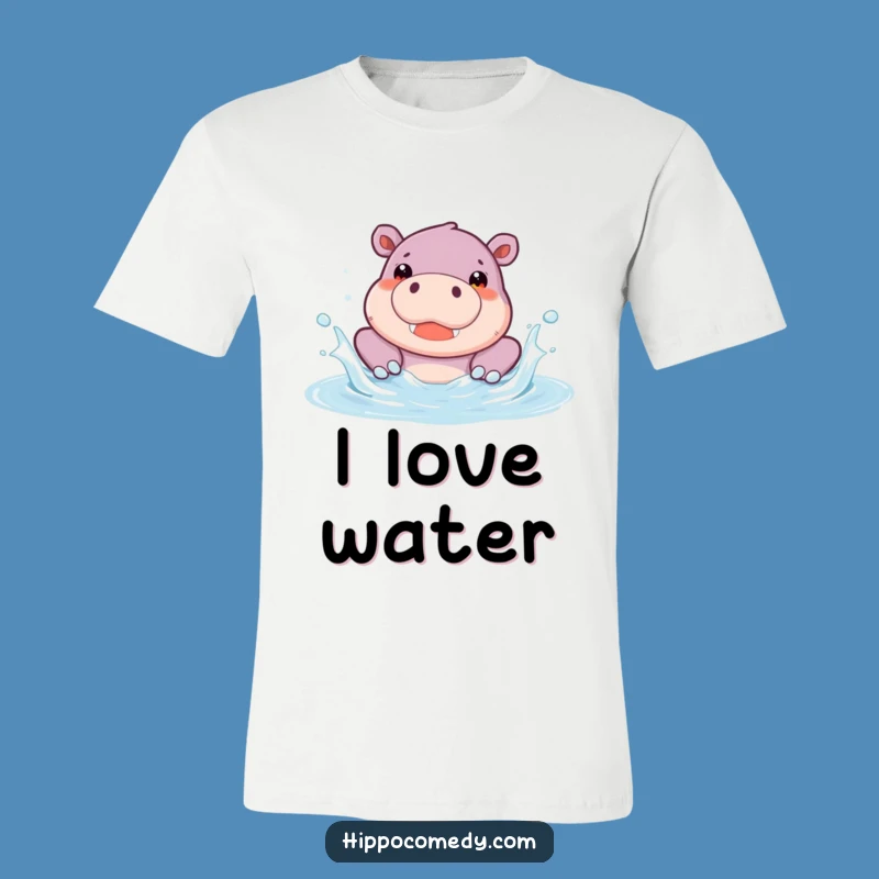 Funny Hippo Pool T-Shirt: Joyful Splash Design - Unique Funny Gift