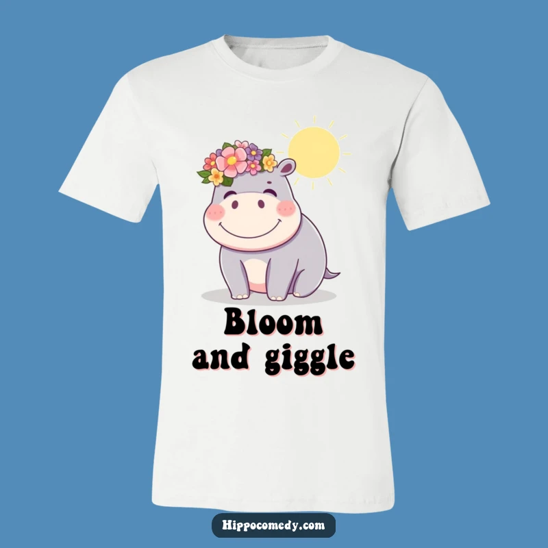 Funny Kawaii Hippo Flower Crown T-Shirt: Giggles and Sunshine Apparel