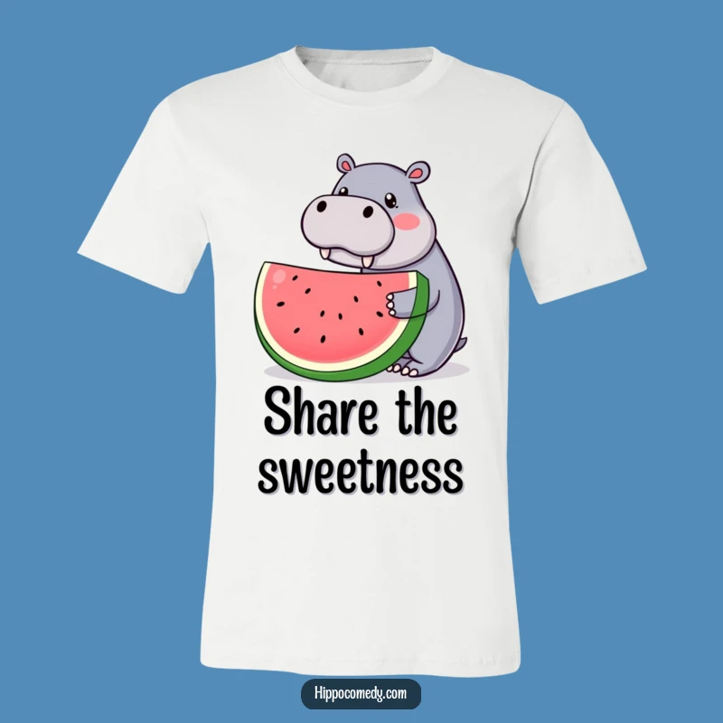 Funny Kawaii Hippo T-Shirt: Watermelon Treat, Adorable & Humorous Tee