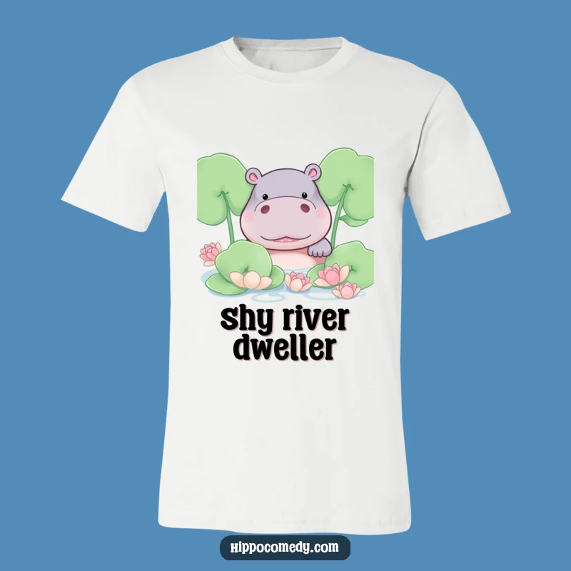 Funny Shy Hippo T-Shirt: Bashful & Humorous Design for Hippo Fans