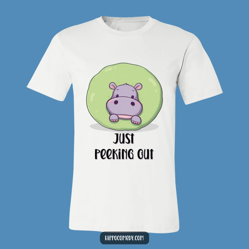 Funny Hippo Lily Pad T-Shirt: Curious Animal Peek Design, Comfy & Humorous Apparel