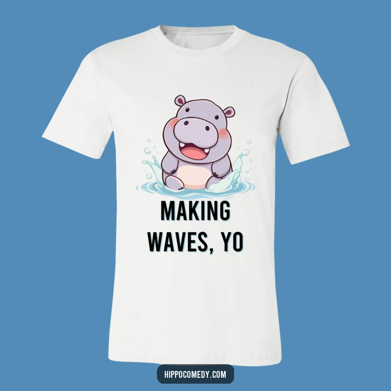 Funny Hippo Splash T-Shirt: Chubby Hippo Fun Design, Comfy & Humorous Apparel