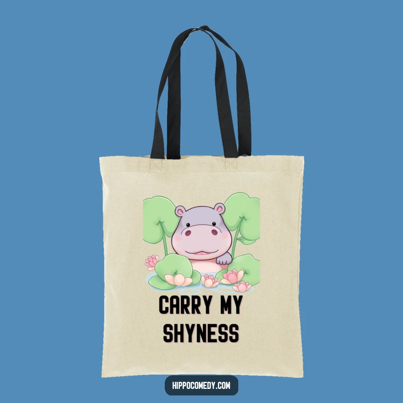 Funny Shy Hippo Tote Bag: Adorable Accessory for Bashful Hippo Lovers