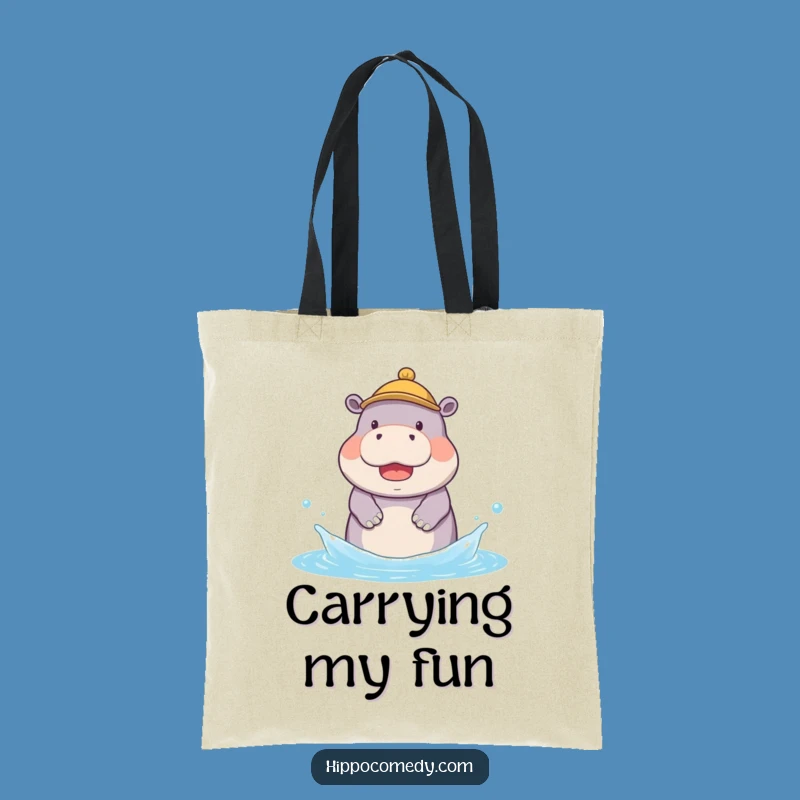 Funny Hippo Splash Tote Bag: Carry Your Essentials with Cute Humor