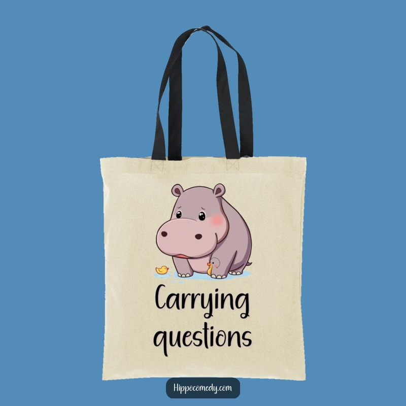 Funny Curious Hippo Tote Bag: Carry Your Observations with Humorous Style