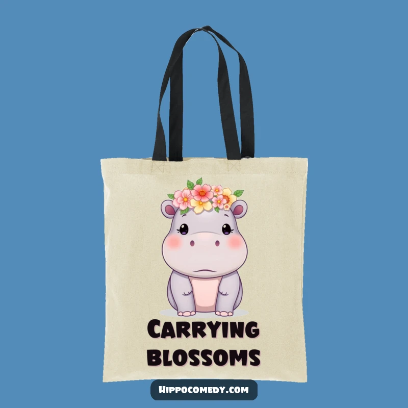 Funny Hippo Flower Crown Tote Bag: Chic and Humorous Accessory for Ladies