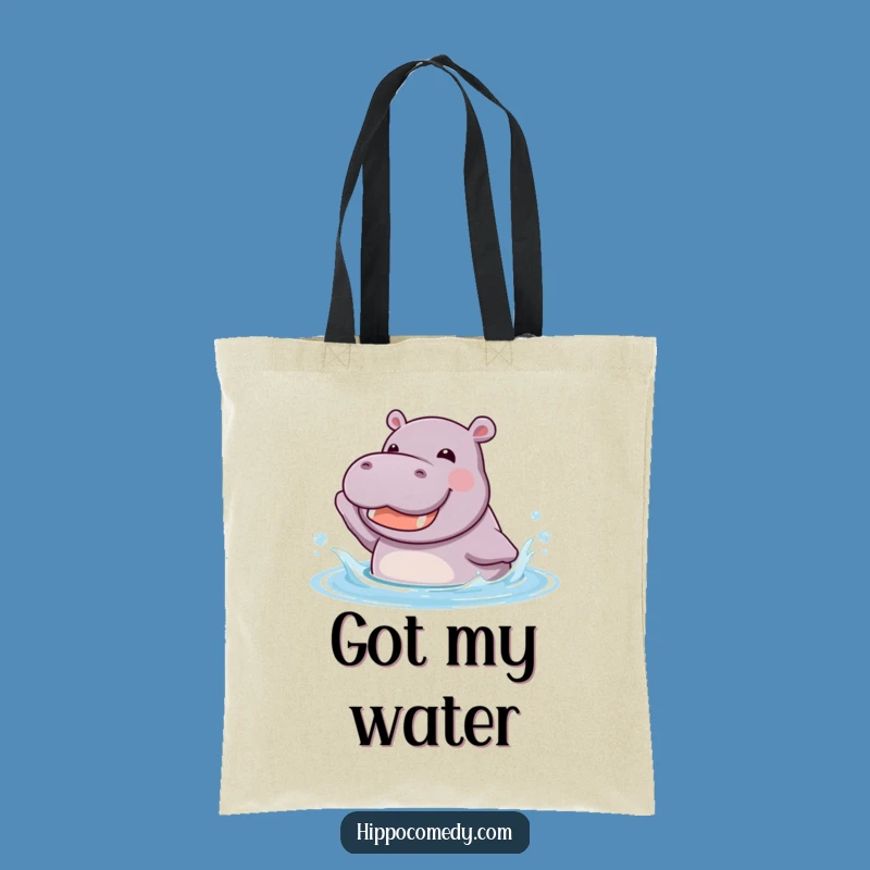 Funny Kawaii Hippo Splashing Tote Bag - Cute Animal Water Accessory Gift