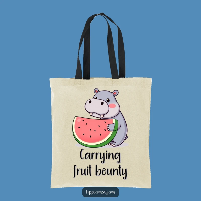 Funny Kawaii Hippo Tote Bag: Watermelon Slice, Cute Humorous Carry-All