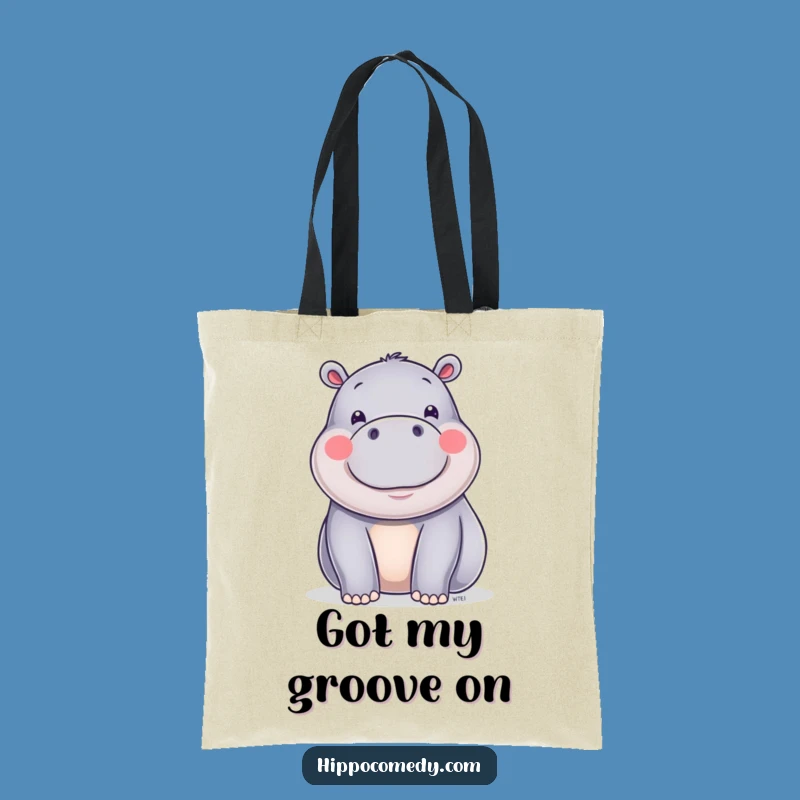 Funny Happy Hippo Wiggle Tote Bag - Shiny & Chic Hippo Carryall Gift
