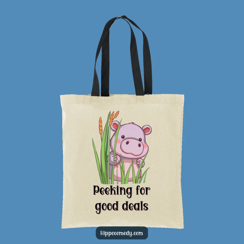 Fun Funny Little Hippo Peek Tote Bag: Carry Your Surprise, Practical Funny Gift